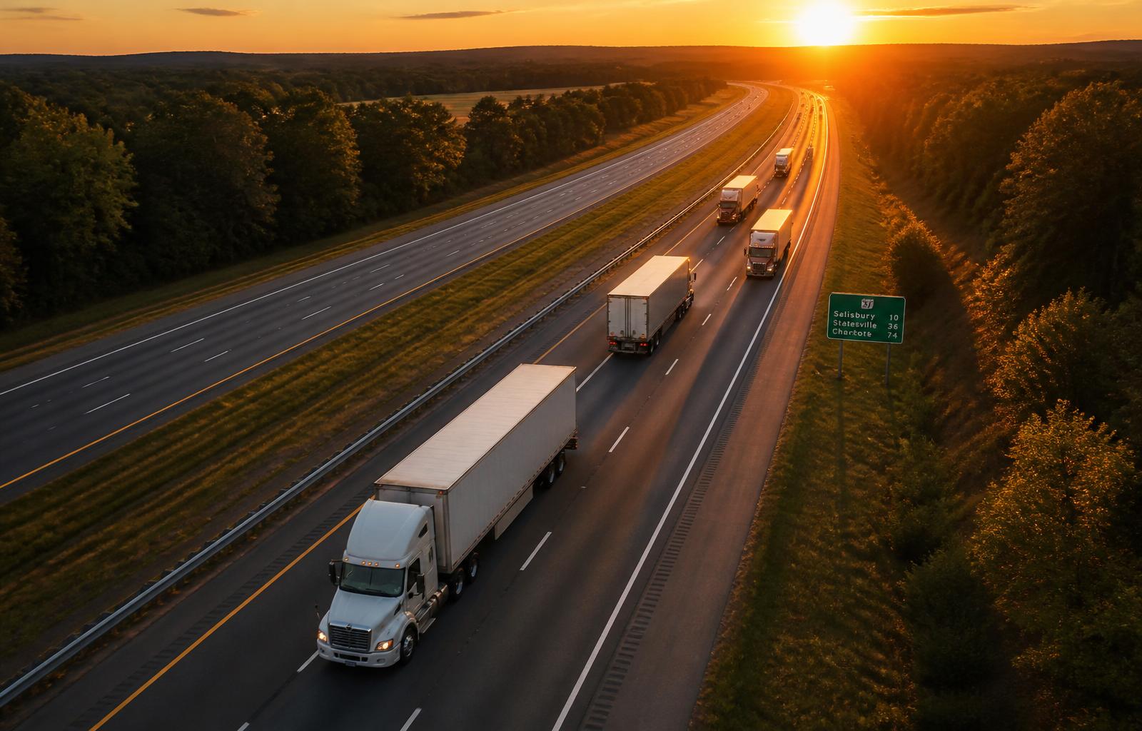 Freight trucks on the highway